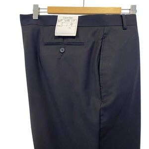 Calvin Klein NWT dress classic pants Malik style 100% wool navy blue size 50 tal